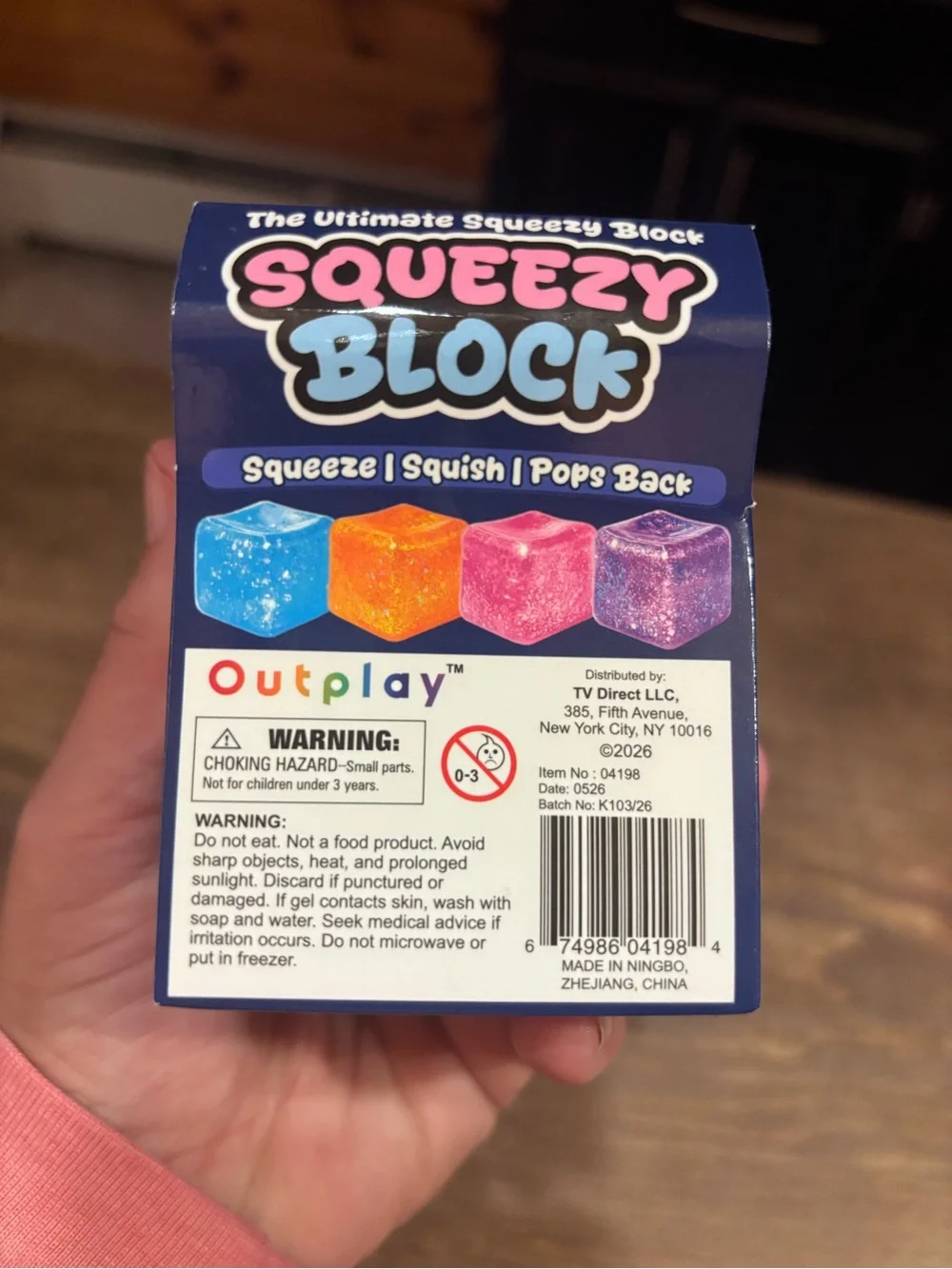 Squeezy Block Glitter Stress Toy - Teal Blue